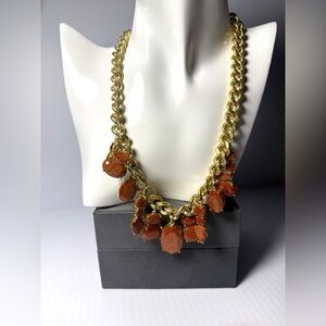 Heidi Klum Brown Goldstone and Gold Necklace 18”